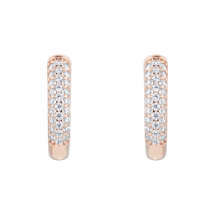 Goldsmiths Rose Gold Plated Silver Pave Cubic Zirconia Huggie Earrings