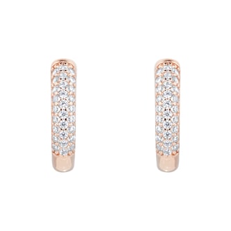 Goldsmiths Rose Gold Plated Silver Pave Cubic Zirconia Huggie Earrings Goldsmiths Rose Gold Plated Silver Pave Cubic Zirconia Huggie Earrings