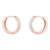 Goldsmiths Rose Gold Plated Silver Pave Cubic Zirconia Huggie Earrings