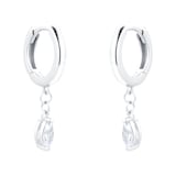 Goldsmiths Silver Marquise Cut Cubic Zirconia Drop Hoop Earrings