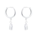 Goldsmiths Silver Marquise Cut Cubic Zirconia Drop Hoop Earrings