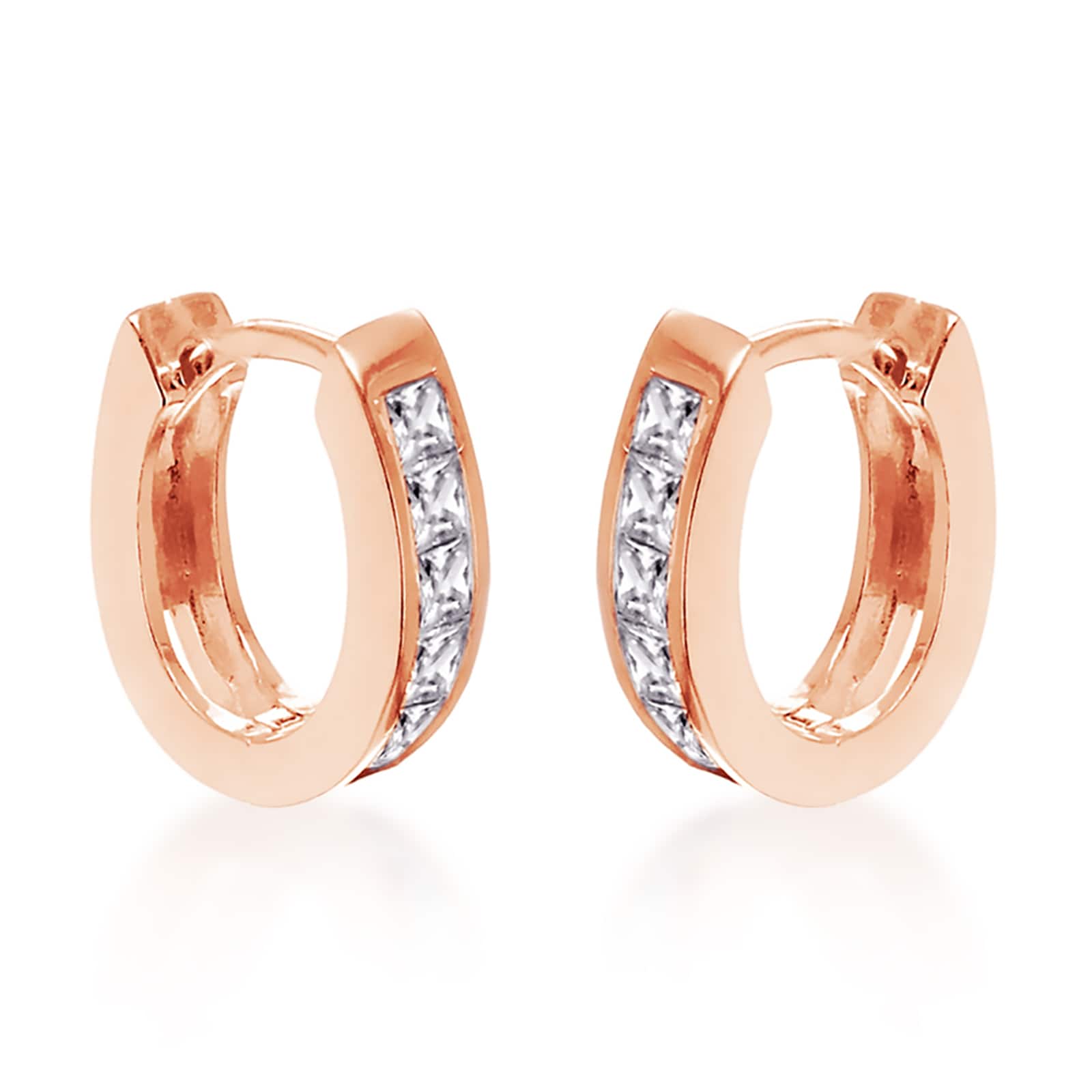 Goldsmiths Rose Gold Plated 11x11.9mm Leaver Huggie Earrings Goldsmiths Rose Gold Plated 11x11.9mm Leaver Huggie Earrings
