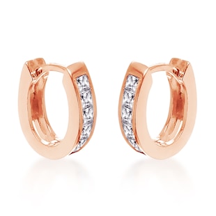 Goldsmiths Rose Gold Plated 11x11.9mm Leaver Huggie Earrings
