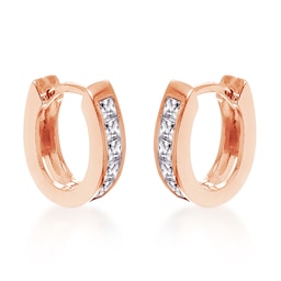 15160017 - Rose Gold Plated 11x11.9mm Leaver Huggie Earrings