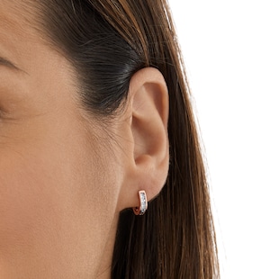 Goldsmiths Rose Gold Plated 11x11.9mm Leaver Huggie Earrings
