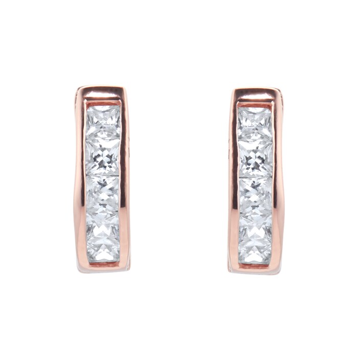 Goldsmiths Rose Gold Plated 11x11.9mm Leaver Huggie Earrings