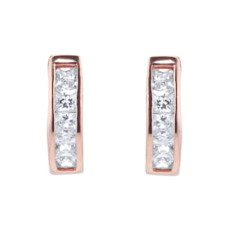 Goldsmiths Rose Gold Plated 11x11.9mm Leaver Huggie Earrings Goldsmiths Rose Gold Plated 11x11.9mm Leaver Huggie Earrings