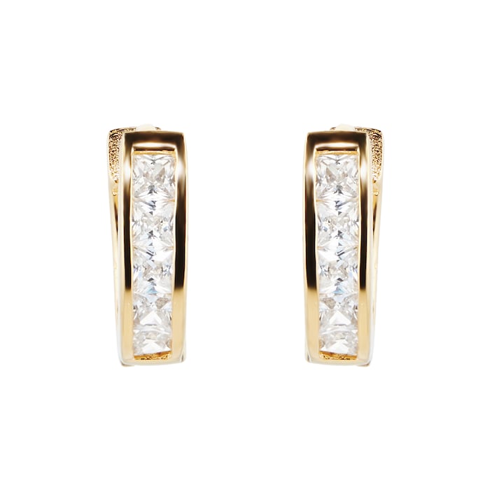 Goldsmiths Yellow Gold Plated 11x11.9mm Leaver Huggie Earrings