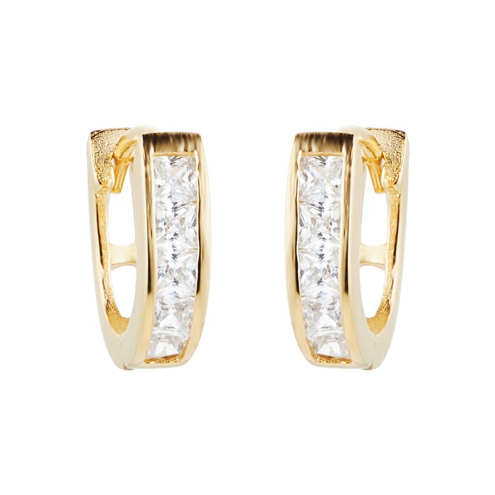 Goldsmiths Yellow Gold Plated 11x11.9mm Leaver Huggie Earrings