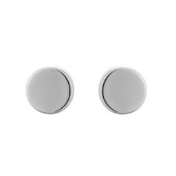 15230001 - Sterling Silver Black Ruthenium Plated Flat Disc Stud Earrings