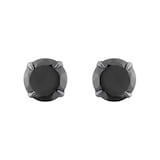 Goldsmiths Sterling Silver Black Ruthenium Plated Black CZ Stud Earrings