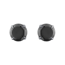 15230002 - Sterling Silver Black Ruthenium Plated Black CZ Stud Earrings
