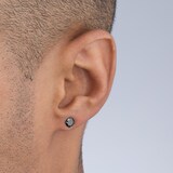 Goldsmiths Sterling Silver Black Ruthenium Plated Black CZ Stud Earrings