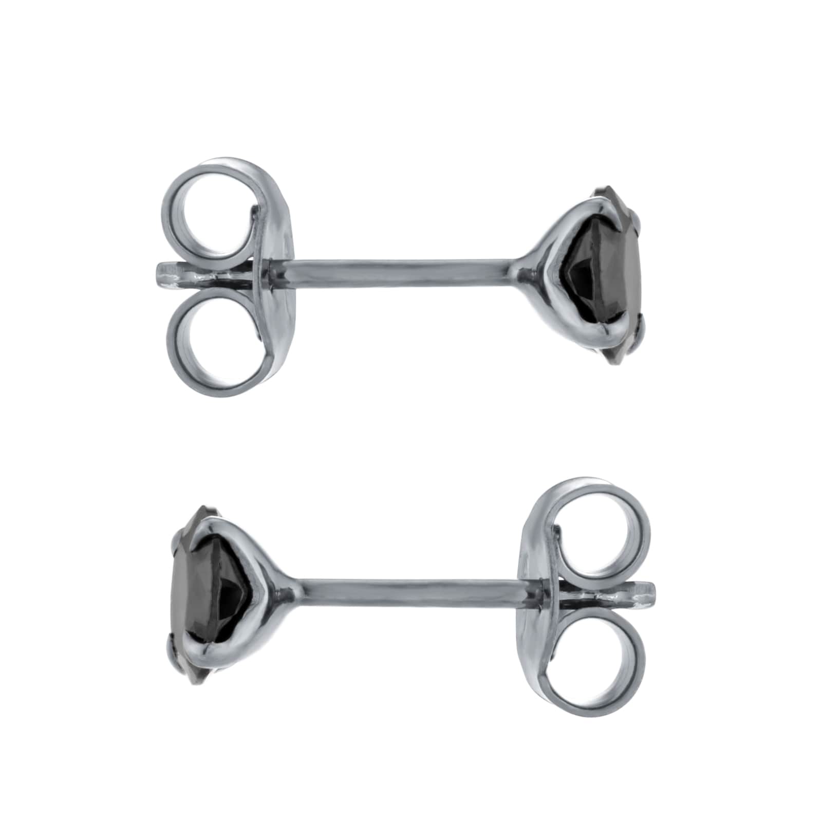 Goldsmiths Sterling Silver Black Ruthenium Plated Black CZ Stud Earrings Goldsmiths Sterling Silver Black Ruthenium Plated Black CZ Stud Earrings