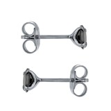 Goldsmiths Sterling Silver Black Ruthenium Plated Black CZ Stud Earrings