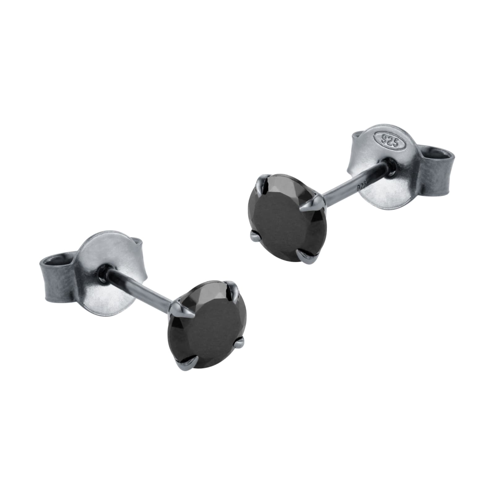 Goldsmiths Sterling Silver Black Ruthenium Plated Black CZ Stud Earrings Goldsmiths Sterling Silver Black Ruthenium Plated Black CZ Stud Earrings