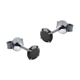 Goldsmiths Sterling Silver Black Ruthenium Plated Black CZ Stud Earrings