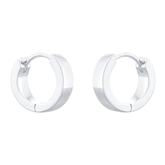 Goldsmiths Sterling Silver Mens Wide Huggie Hoop Earrings