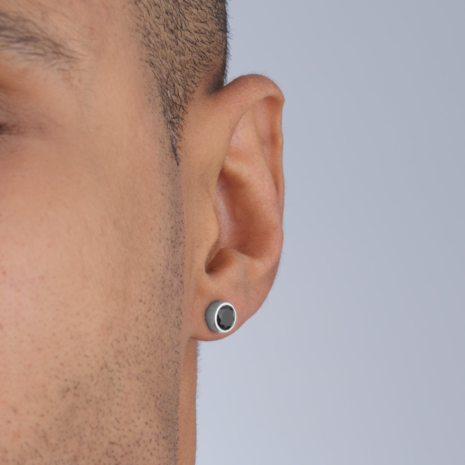 Goldsmiths Sterling Silver Jet Round Stud Earrings