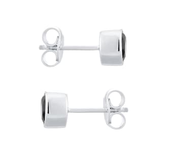Goldsmiths Sterling Silver Jet Round Stud Earrings