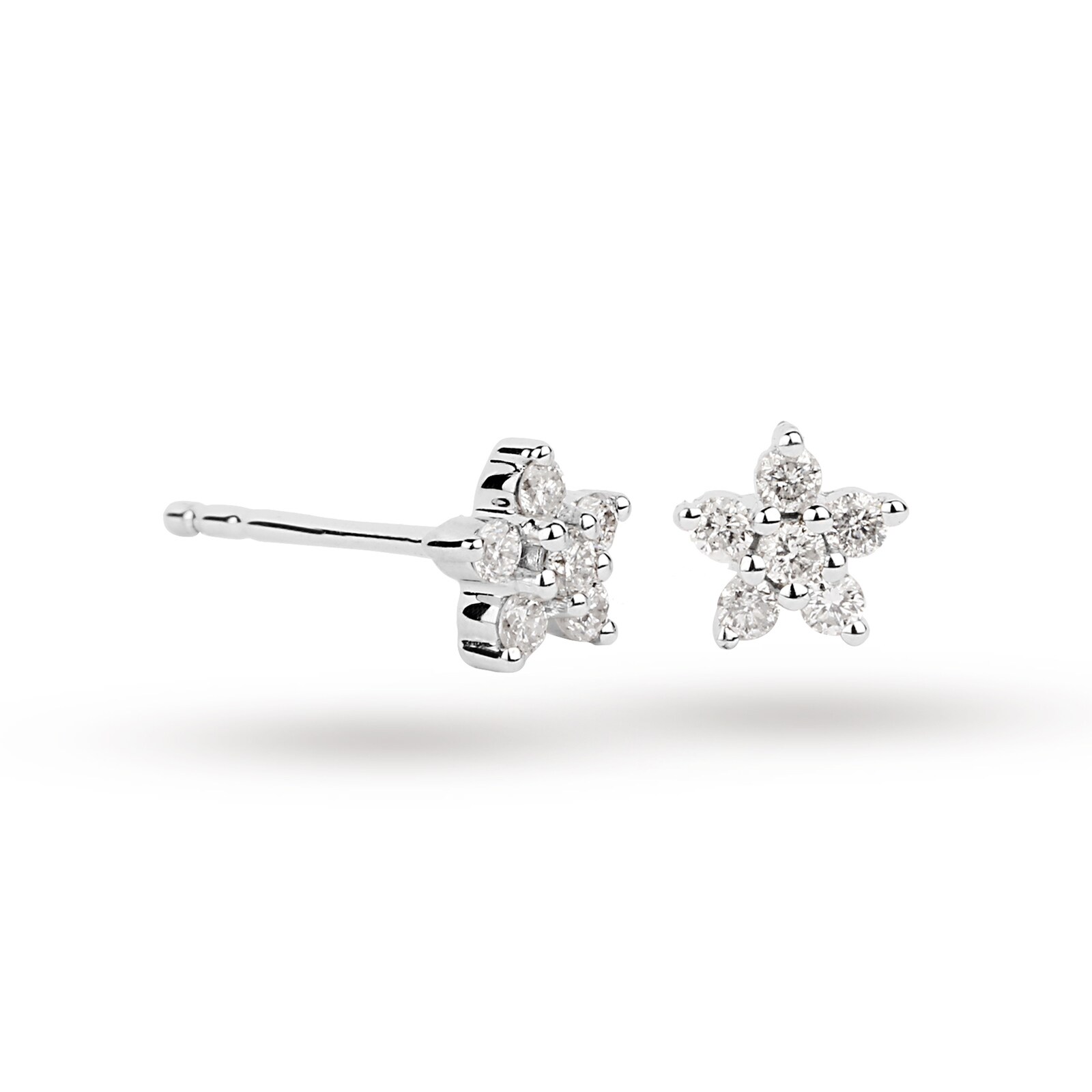 Goldsmiths 9ct White Gold 0 16ct Diamond Small Flower Stud Earrings Ea0498d69kw Goldsmiths