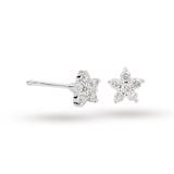 Goldsmiths 9ct White Gold 0.16ct Diamond Small Flower Stud Earrings