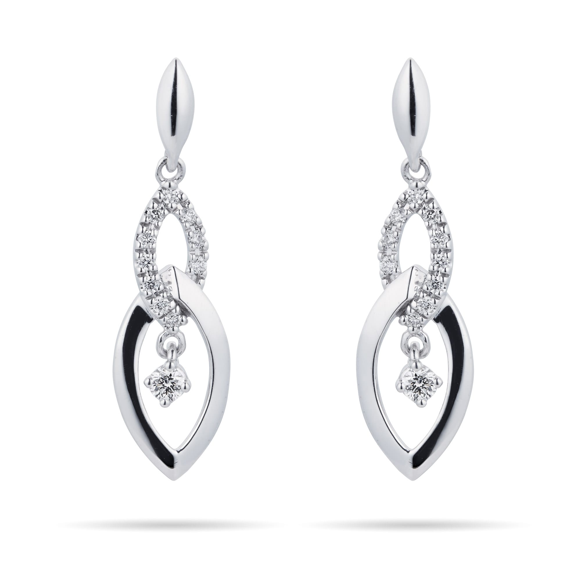 9ct White Gold 0.15ct Marquise Drop