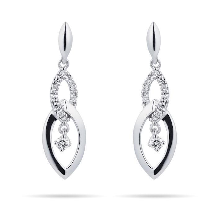 Goldsmiths 9ct White Gold 0.15ct Marquise Drop