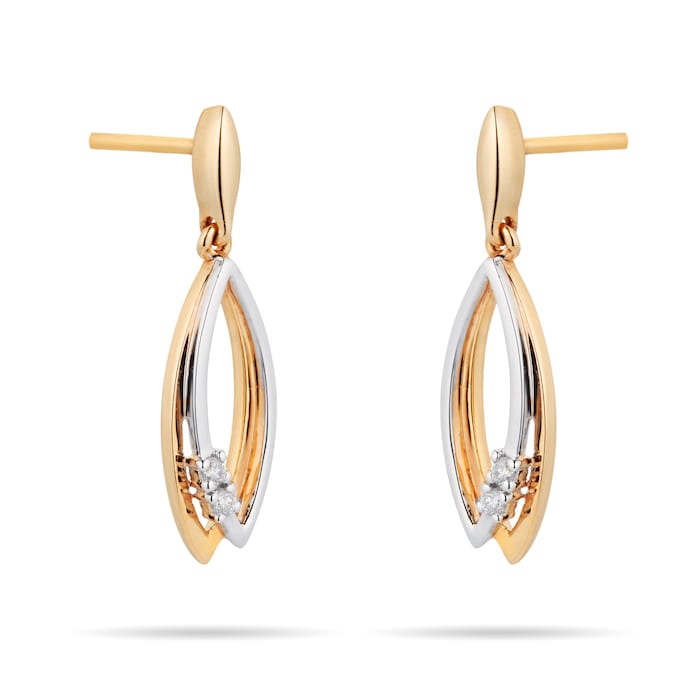 Goldsmiths 9ct Yellow Gold Diamond Marquise Drop Earrings