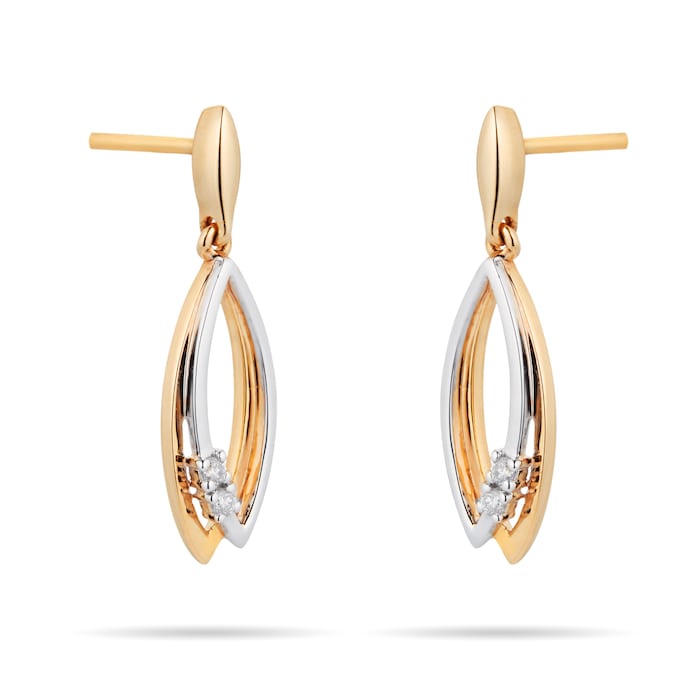 Goldsmiths 9ct Yellow Gold Diamond Marquise Drop Earrings