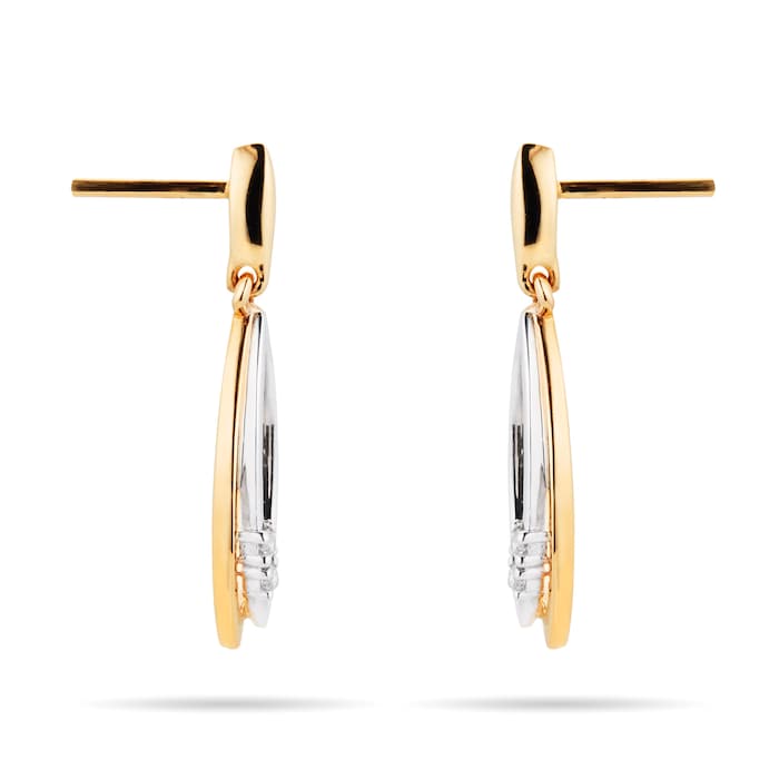 Goldsmiths 9ct Yellow Gold Diamond Marquise Drop Earrings
