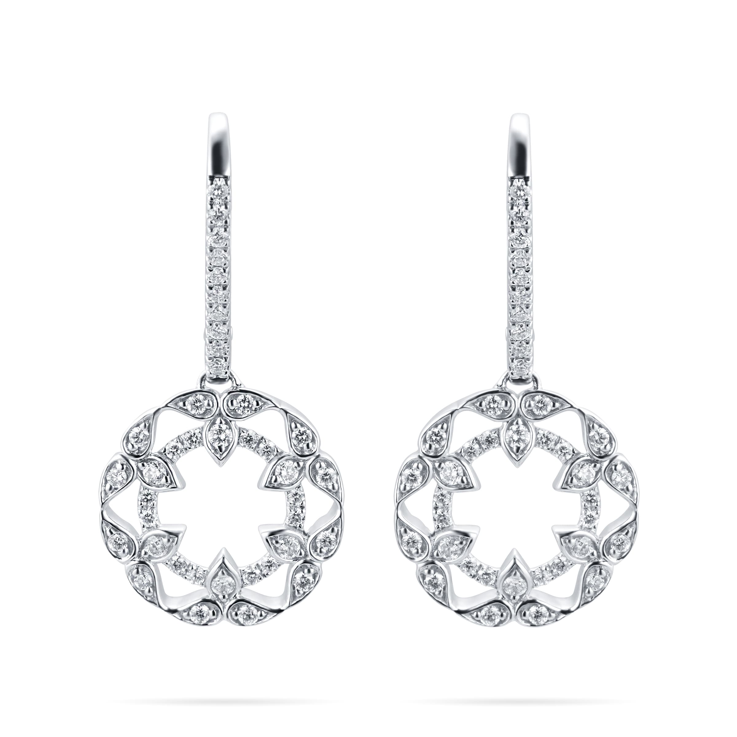 Empress 18ct White Gold 0.48cttw Circle Drop Diamond Earrings