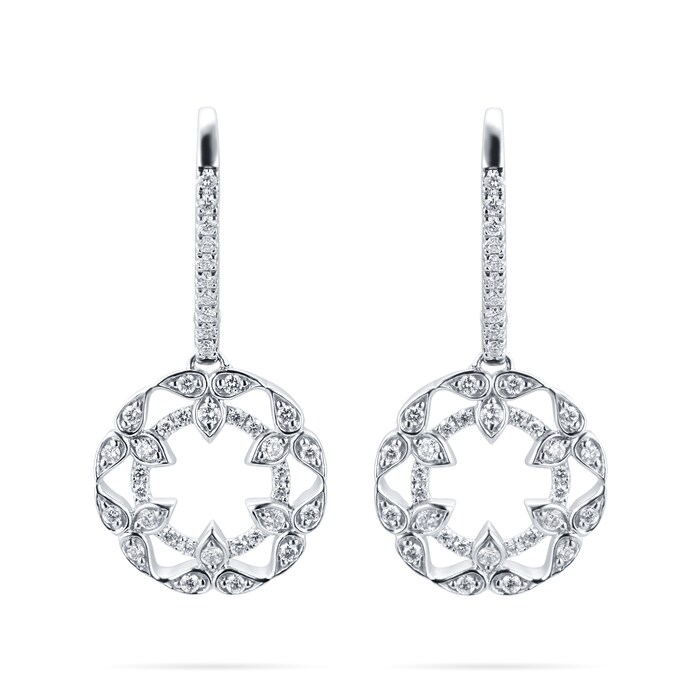 Mappin & Webb Empress 18ct White Gold 0.48cttw Circle Drop Diamond Earrings