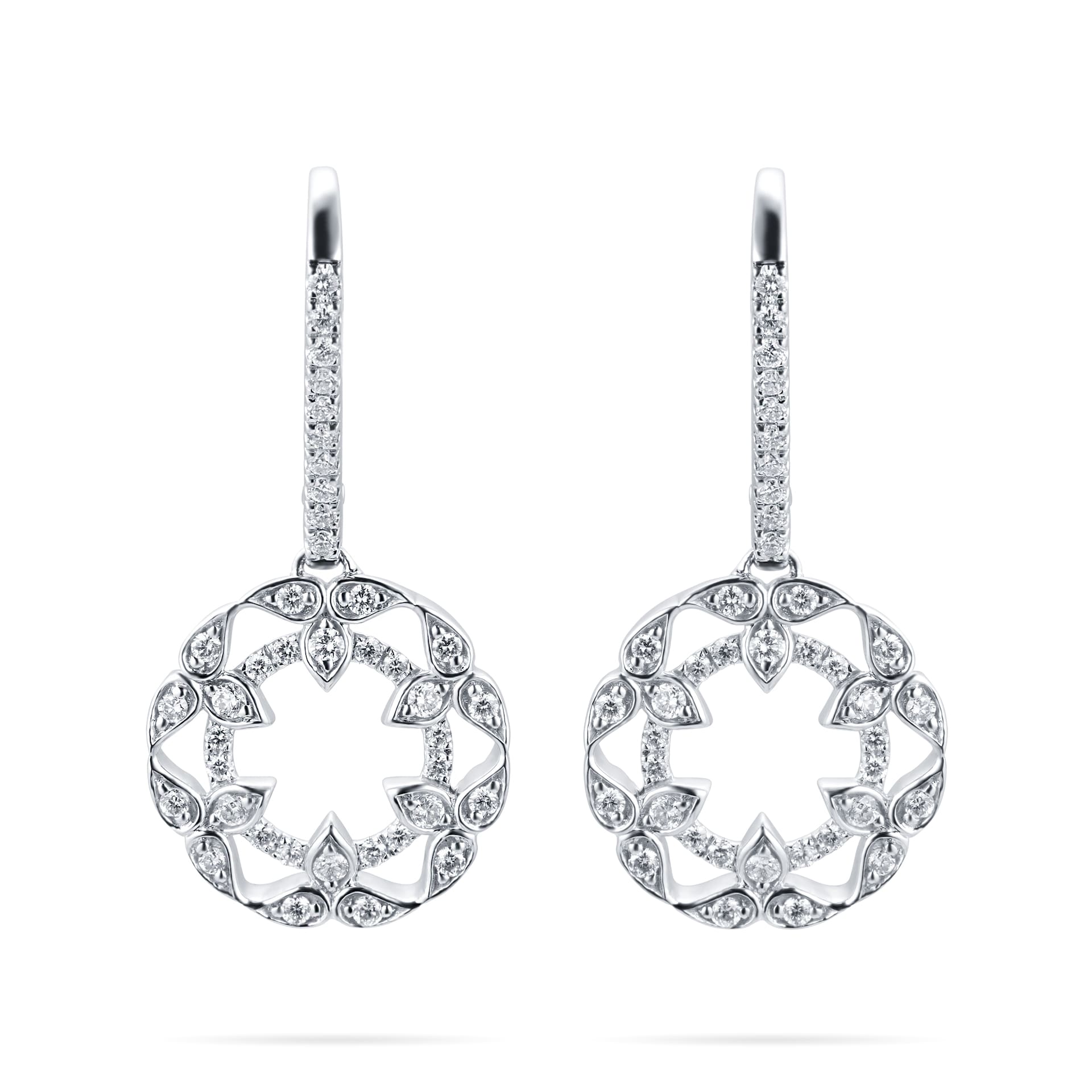 Empress 18ct White Gold 0.48cttw Circle Drop Diamond Earrings