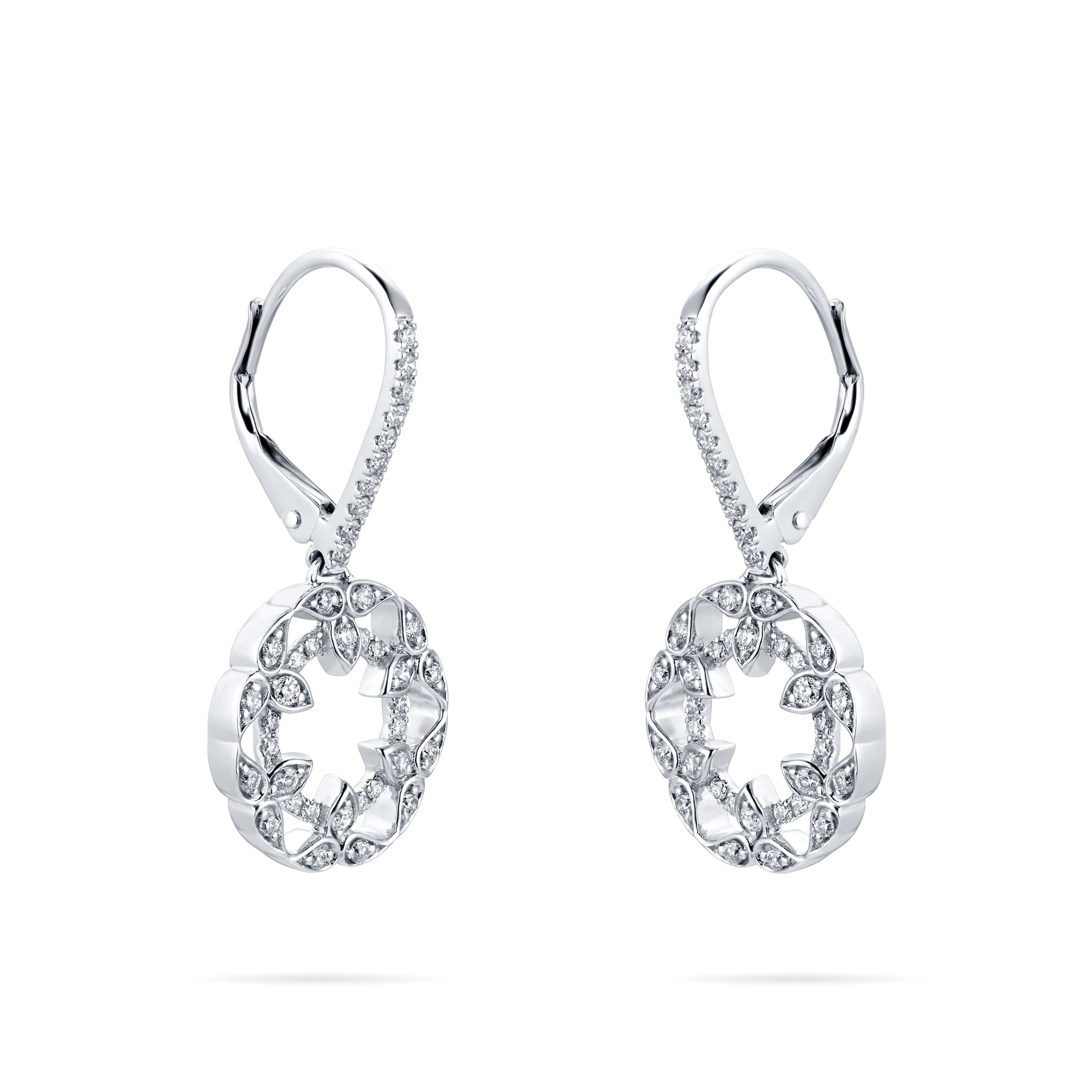 Mappin & Webb Empress 18ct White Gold 0.48cttw Circle Drop Diamond Earrings