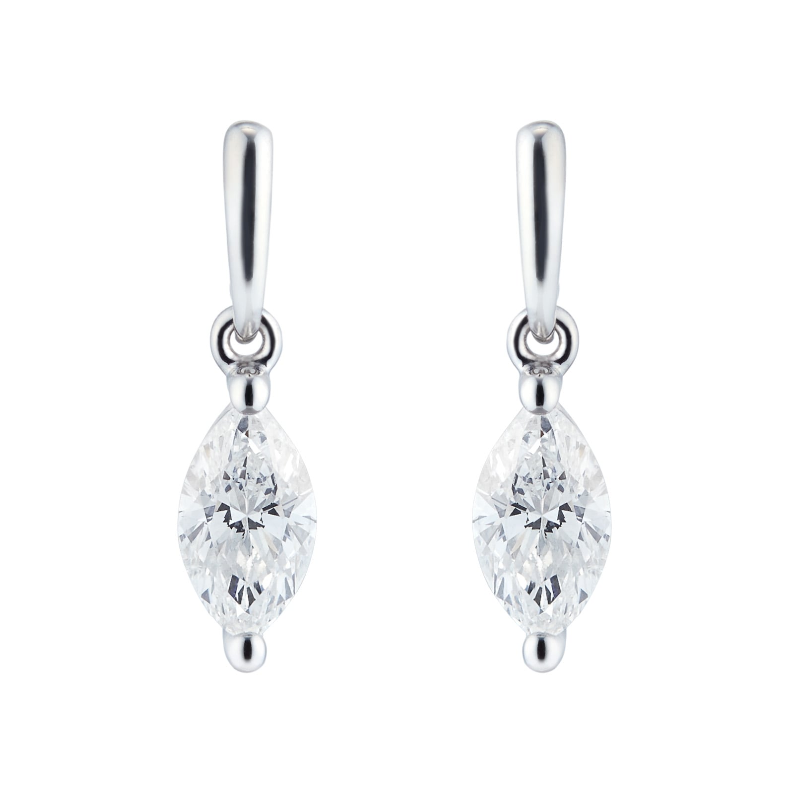 9ct White Gold 0.46cttw Marquise Diamond Drop Earrings