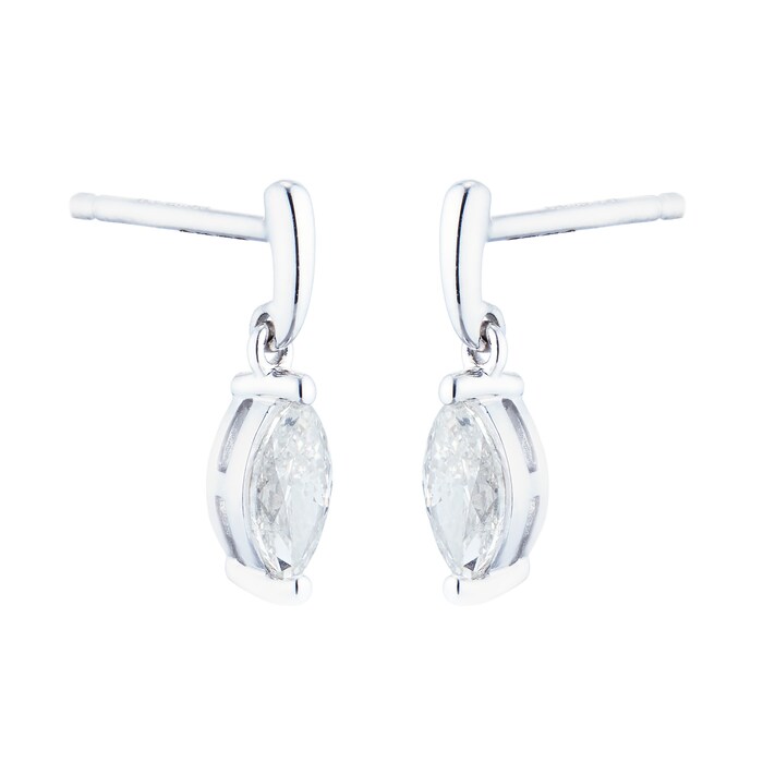 Goldsmiths 9ct White Gold 0.46cttw Marquise Diamond Drop Earrings