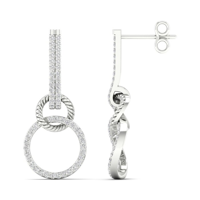 Goldsmiths 9ct White Gold 0.33cttw Round Link Drop Earrings