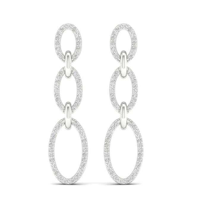 Goldsmiths 9ct White Gold 0.33cttw Oval Link Drop Earrings
