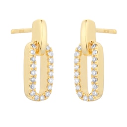 15420012 - 9ct Yellow Gold 0.12cttw Rectangle Link Drop Earrings