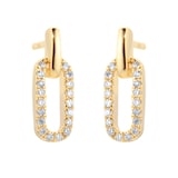 Goldsmiths 9ct Yellow Gold 0.12cttw Rectangle Link Drop Earrings