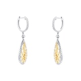 Mappin & Webb Floresco 18ct White & Yellow Gold 0.50ct Diamond Pear Filigree Drop Earrings