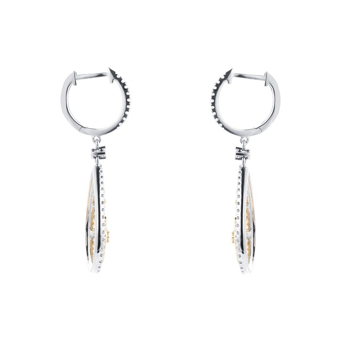 Mappin & Webb Floresco 18ct White & Yellow Gold 0.50ct Diamond Pear Filigree Drop Earrings