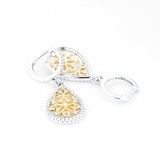 Mappin & Webb Floresco 18ct White & Yellow Gold 0.50ct Diamond Pear Filigree Drop Earrings