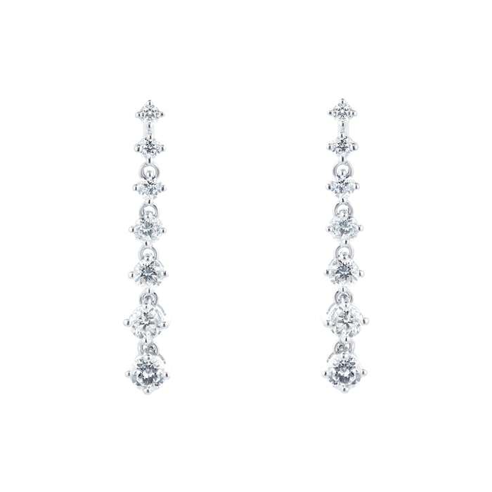 Goldsmiths 18ct White Gold 1.00ct Diamond Drop earrings