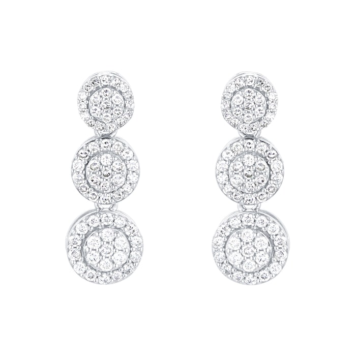 Goldsmiths 9ct White Gold 0.60ct Cluster Drop Earrings