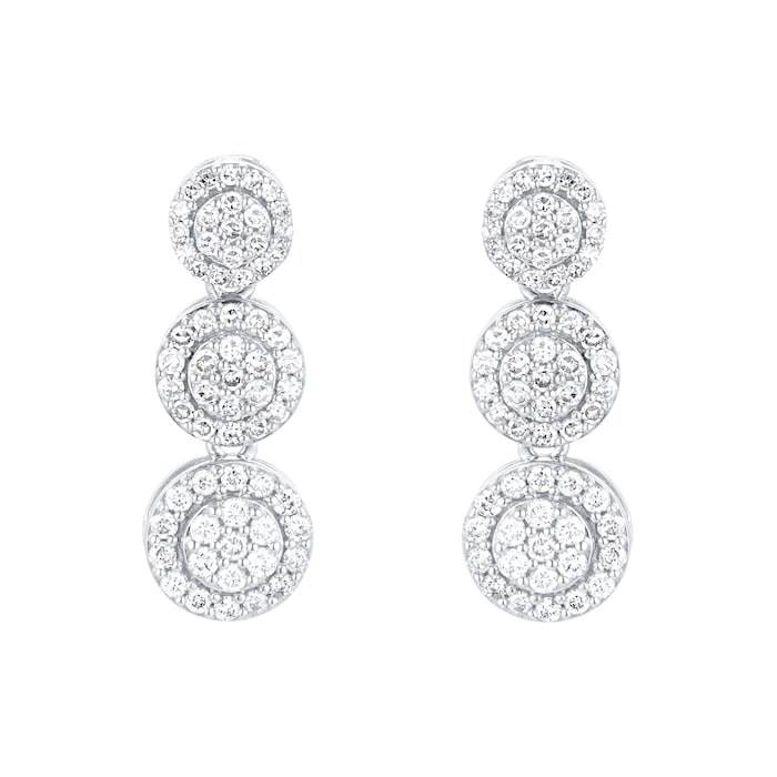 Goldsmiths 9ct White Gold 0.60ct Cluster Drop Earrings