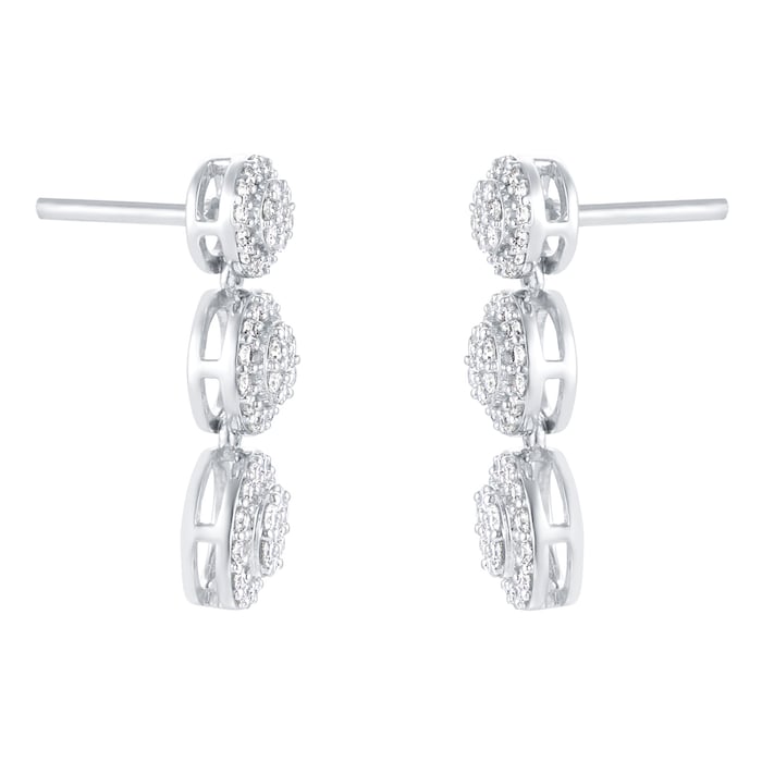 Goldsmiths 9ct White Gold 0.60ct Cluster Drop Earrings