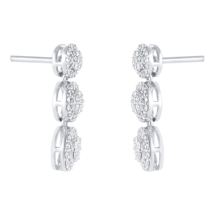 Goldsmiths 9ct White Gold 0.60ct Cluster Drop Earrings