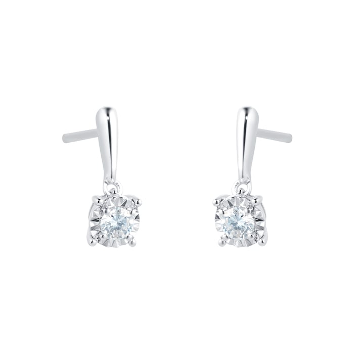 Goldsmiths 18ct White Gold 0.20ct Diamond Solitaire Drop Earrings
